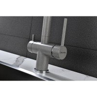 Смеситель Paulmark Serpentine Se213222-DG для кухонной мойки с подключением к фильтру питьевой воды, графит