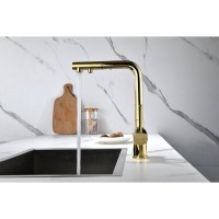 Смеситель Paulmark Serpentine Se213222-G для кухонной мойки с подключением к фильтру питьевой воды, золото