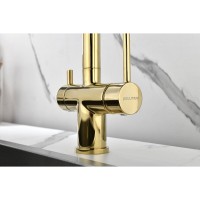 Смеситель Paulmark Serpentine Se213222-G для кухонной мойки с подключением к фильтру питьевой воды, золото