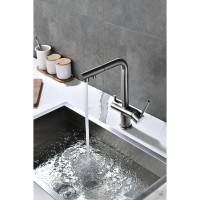 Смеситель Paulmark Serpentine Se213222-GM для кухонной мойки с подключением к фильтру питьевой воды, вороненая сталь