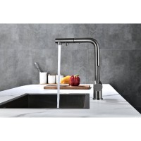 Смеситель Paulmark Serpentine Se213222-GM для кухонной мойки с подключением к фильтру питьевой воды, вороненая сталь