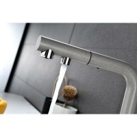 Смеситель Paulmark Serpentine Se213222-GR для кухонной мойки с подключением к фильтру питьевой воды, серый