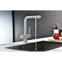 Смеситель Paulmark Serpentine Se213222-GR для кухонной мойки с подключением к фильтру питьевой воды, серый