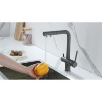 Смеситель Paulmark Serpentine Se213222-GRM для кухонной мойки с подключением к фильтру питьевой воды, серый металлик