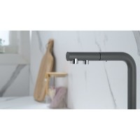 Смеситель Paulmark Serpentine Se213222-GRM для кухонной мойки с подключением к фильтру питьевой воды, серый металлик