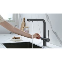 Смеситель Paulmark Serpentine Se213222-GRM для кухонной мойки с подключением к фильтру питьевой воды, серый металлик