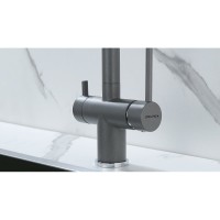 Смеситель Paulmark Serpentine Se213222-GRM для кухонной мойки с подключением к фильтру питьевой воды, серый металлик