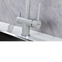 Смеситель Paulmark Serpentine Se213222-GRS для кухонной мойки с подключением к фильтру питьевой воды, серый дым