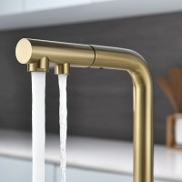 Смеситель для кухонной мойки Paulmark Serpentine Se213222-LG, с подключением к фильтру питьевой воды, золото светлое