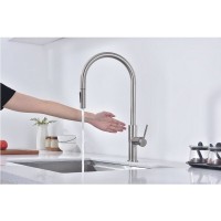 Смеситель для кухонной мойки Paulmark Senso Se215180-BS, сенсорный, с вытяжным изливом, нержавеющая сталь