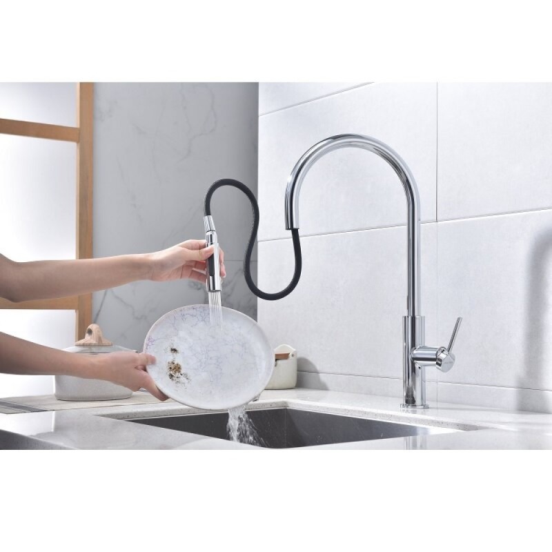 Смеситель для кухонной мойки Paulmark Senso Se215180-CR, для кухонной мойки, сенсорный, с вытяжным изливом, хром