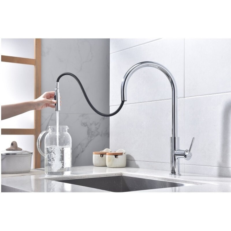 Смеситель для кухонной мойки Paulmark Senso Se215180-CR, для кухонной мойки, сенсорный, с вытяжным изливом, хром