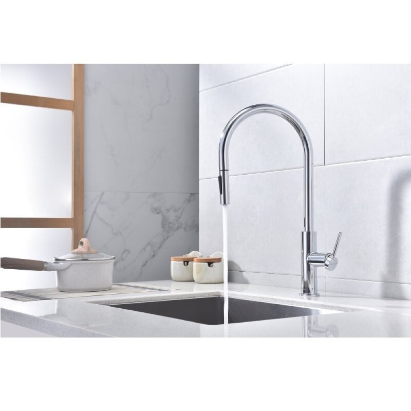 Смеситель для кухонной мойки Paulmark Senso Se215180-CR, для кухонной мойки, сенсорный, с вытяжным изливом, хром
