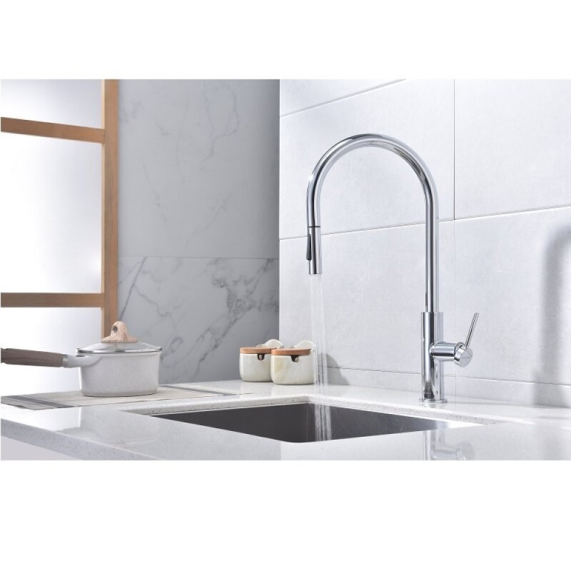 Смеситель для кухонной мойки Paulmark Senso Se215180-CR, для кухонной мойки, сенсорный, с вытяжным изливом, хром