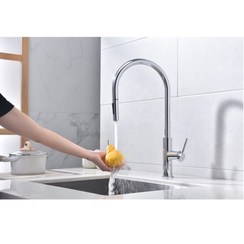 Смеситель для кухонной мойки Paulmark Senso Se215180-CR, для кухонной мойки, сенсорный, с вытяжным изливом, хром