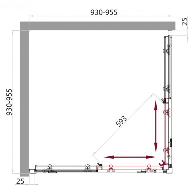 Душевой уголок BelBagno SELA-A-2-95-C-Cr, 95 х 95 х 190 см, стекло прозрачное