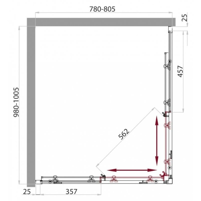 Душевой уголок BelBagno SELA-AH-2-100/80-Ch-Cr, 100 х 80 х 190 см, стекло шиншилла, профиль хром