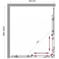 Душевой уголок BelBagno 100 х 90 см, профиль хром, стекло рифленое, SELA-AH-2-100/90-P-Cr