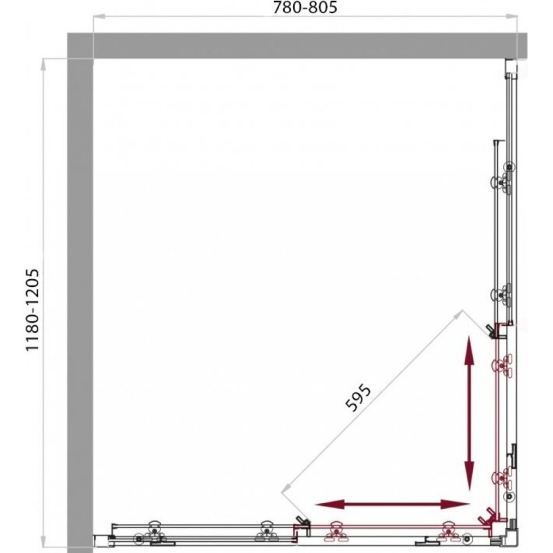 Душевой уголок BelBagno Sela-AH-2-120/80-Ch-Cr, 120 x 80 x 190 см, стекло шиншилла, хром