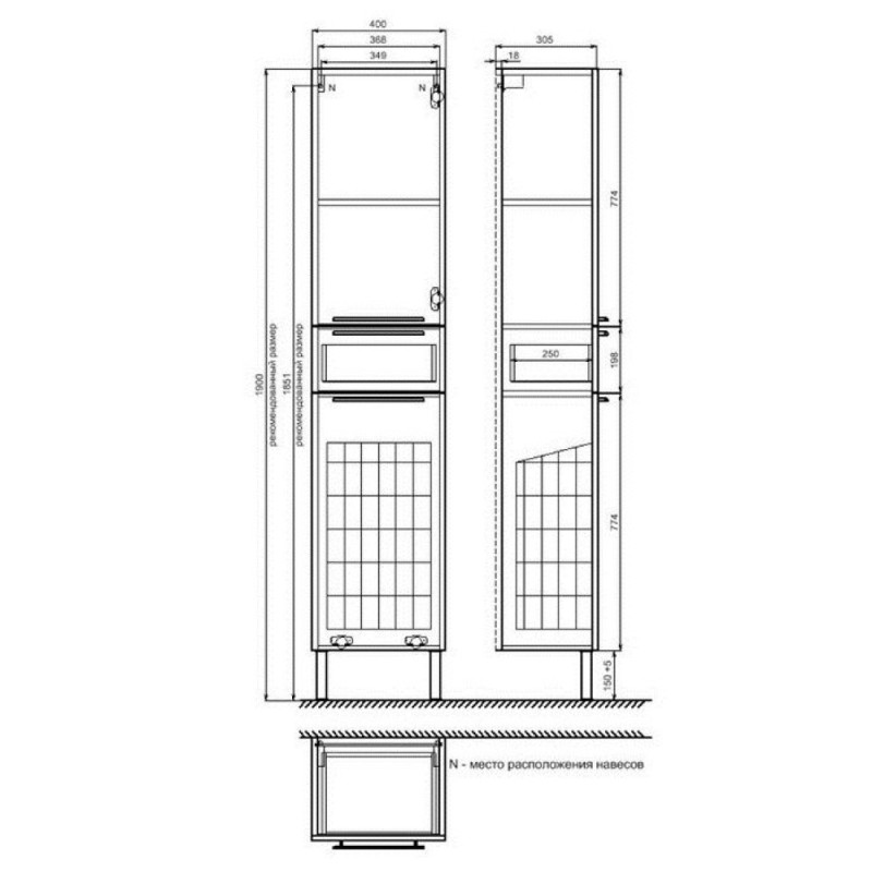 Пенал Iddis Sena SEN3600i97 36 см напольный, белый/дерево