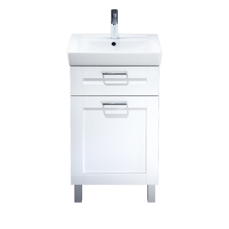 Тумба с раковиной Iddis Sena SEN50W1i95K 50 см напольная, белая/дерево
