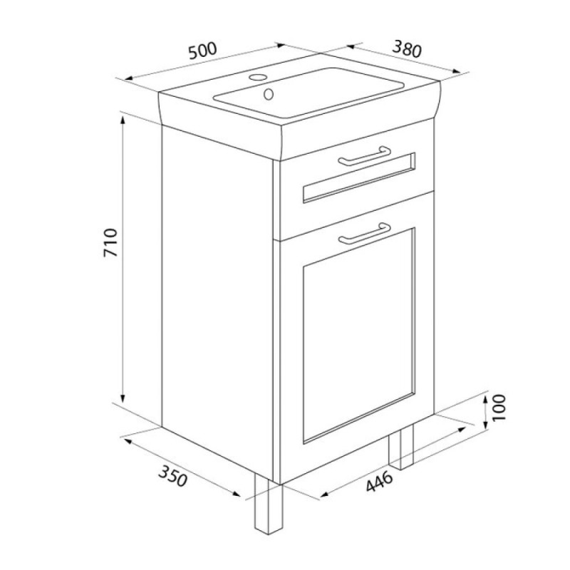 Тумба с раковиной Iddis Sena SEN50W1i95K 50 см напольная, белая/дерево