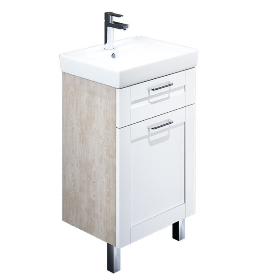Тумба с раковиной Iddis Sena SEN50W1i95K 50 см напольная, белая/дерево