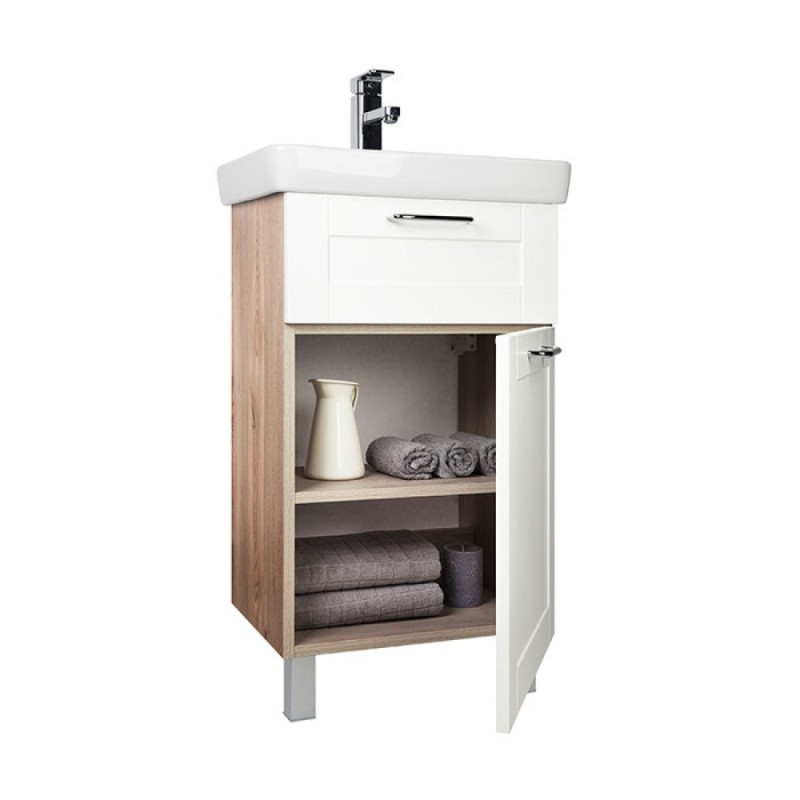 Тумба с раковиной Iddis Sena SEN50W1i95K 50 см напольная, белая/дерево