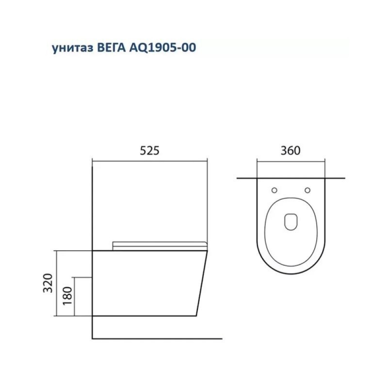 Инсталляция Aquatek Standard INS-0000012, с унитазом Вега AQ 1905 00 с тонким сиденьем soft close, с клавишей KDI-0000009 и крепжами, комплект Set AQUATEK ВЕГА-009 4в1