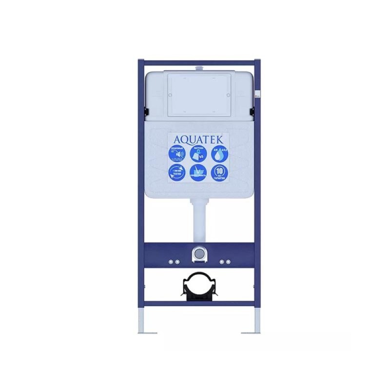 Инсталляция Aquatek Standart с безободковым унитазом Aquatek Лея, крышка микролифт, клавиша черная, крепеж в комплекте, SET AQUATEK ЛЕЯ-012 4в1