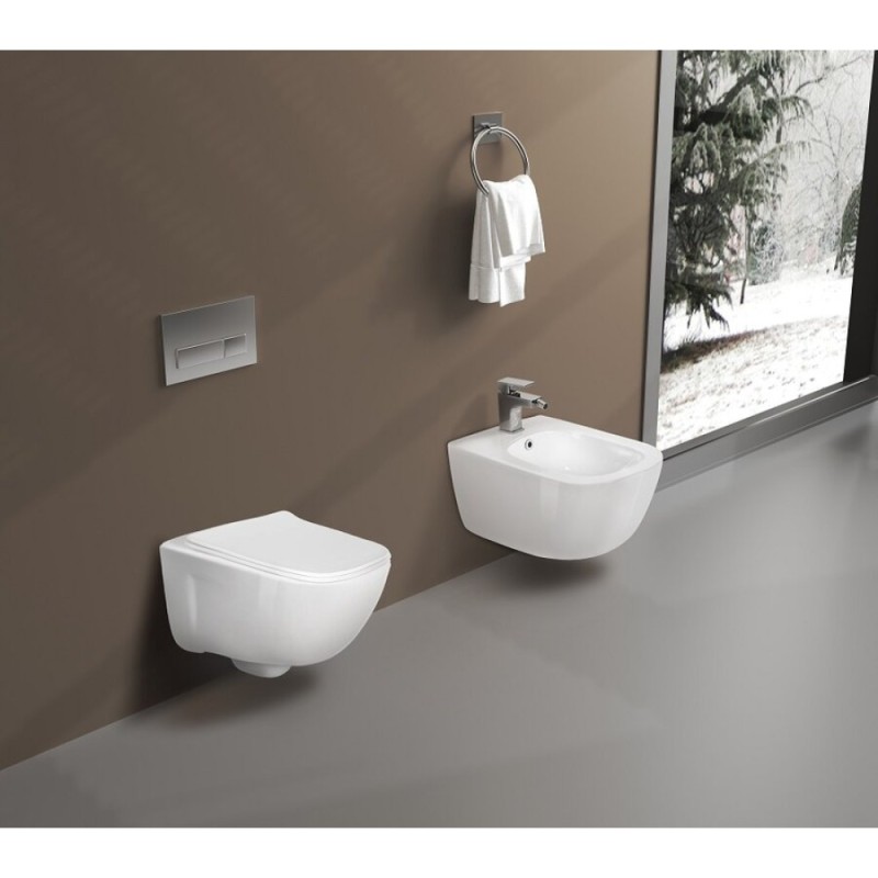 Инсталляция Aquatek Standart SET AQUATEK ДИВА-014 4в1, с безободковым унитазом Дива, крышка микролифт, крепеж в комплекте, клавиша хром матовый