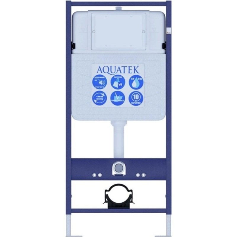 Инсталляция Aquatek Standard SET AQUATEK ЛУГАНО-015 4в1, с безободковым унитазом Лугано, крышка микролифт, крепеж в комплекте, клавиша белая, ободок хром