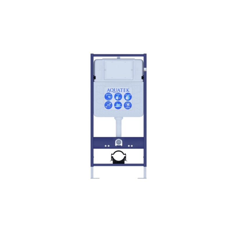 Инсталляция Aquatek Standard SET AQUATEK ЛУГАНО-020 4в1, с безободковым унитазом Лугано, крышка микролифт, крепеж в комплекте, клавиша черный матовый