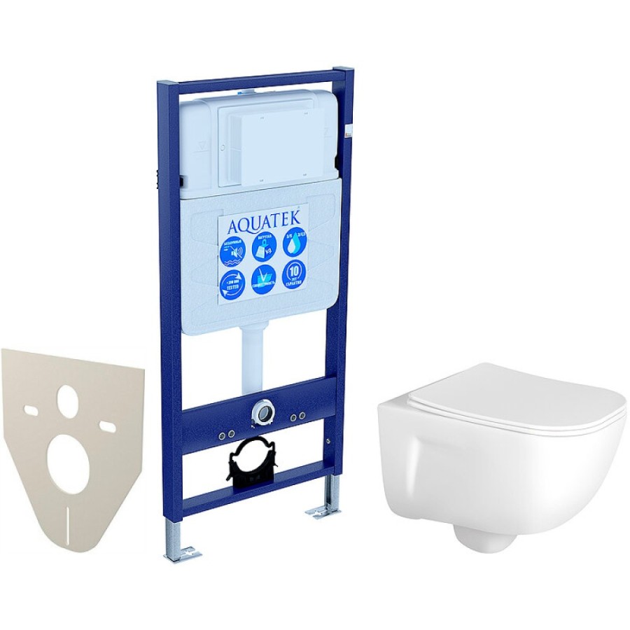 Инсталляция Aquatek Standart с безободковым унитазом Aquatek Дива SET AQUATEK ДИВА, крышка микролифт, без клавиши и крепежа