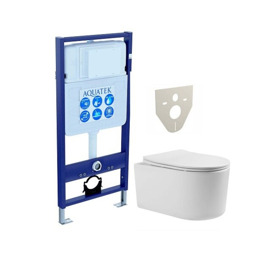Инсталляция Aquatek Standard 50 SET AQUATEK МИЯ, с безободковым унитазом Мия AQ2004-00 с сиденьем soft close, белый