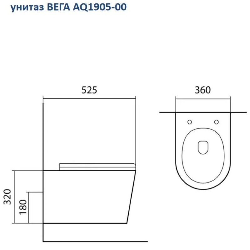 Инсталляция Aquatek Standard INS-0000012 без клавиши и крепежа, с унитазом Вега AQ 1905 00 с тонким сиденьем soft close, комплект SET AQUATEK ВЕГА