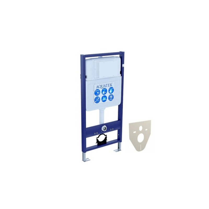 Инсталляция Aquatek Standart SET AQUATEK ЛЕЯ cm-019 4в1, с безободковым унитазом Лея, крышка микролифт, крепеж в комплекте, клавиша хром матовый