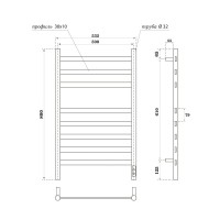 Полотенцесушитель электрический Apextermo Sfera SF00185BM, ширина 50 см, высота 80 см, диммер справа, цвет черный матовый