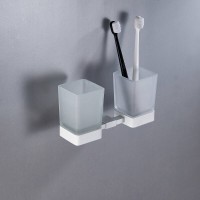 Стакан для щеток Shevanik SG5622C, двойной, цвет белый матовый