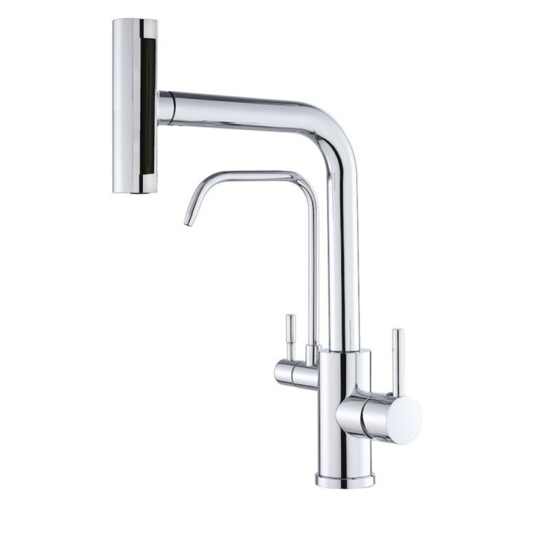 Смеситель для кухни под фильтр Zorg Steel Hammer SH 091 CR с вытяжной лейкой, хром