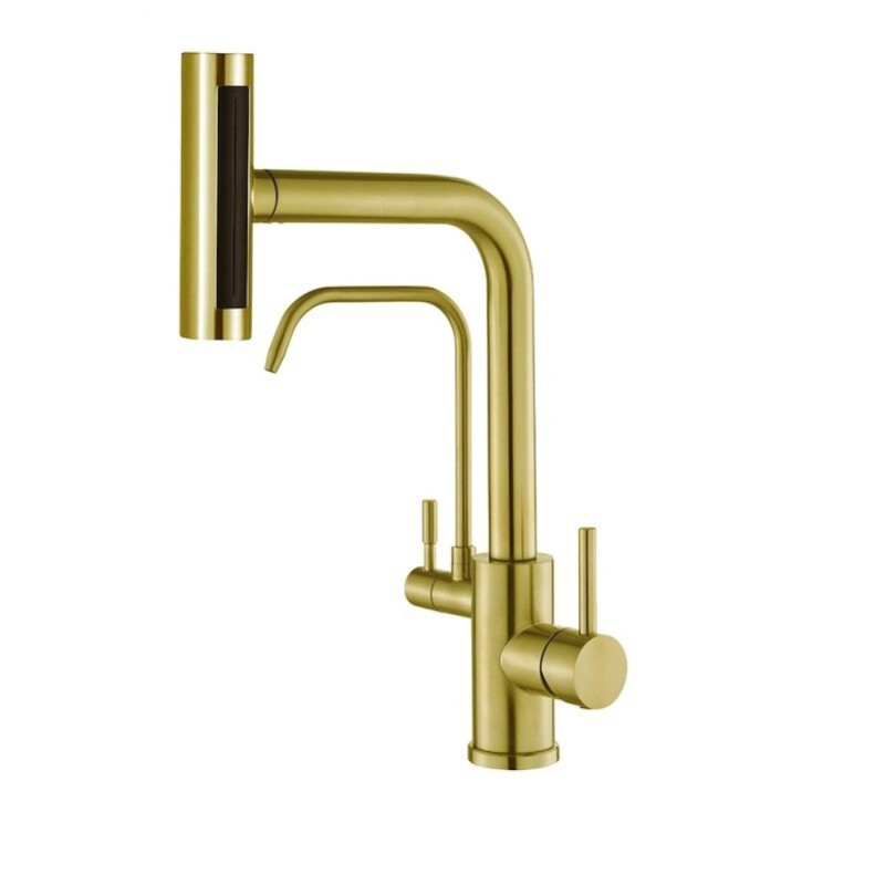 Смеситель для кухни под фильтр Zorg Steel Hammer SH 091 PVD BRONZE с вытяжной лейкой, бронза