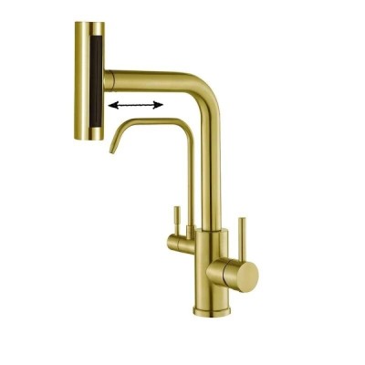 Смеситель для кухни под фильтр Zorg Steel Hammer SH 091 PVD BRONZE с вытяжной лейкой, бронза