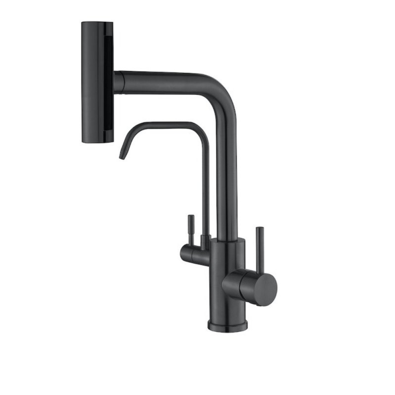 Смеситель для кухни под фильтр Zorg Steel Hammer SH 091 PVD GRAFIT с вытяжной лейкой, графит