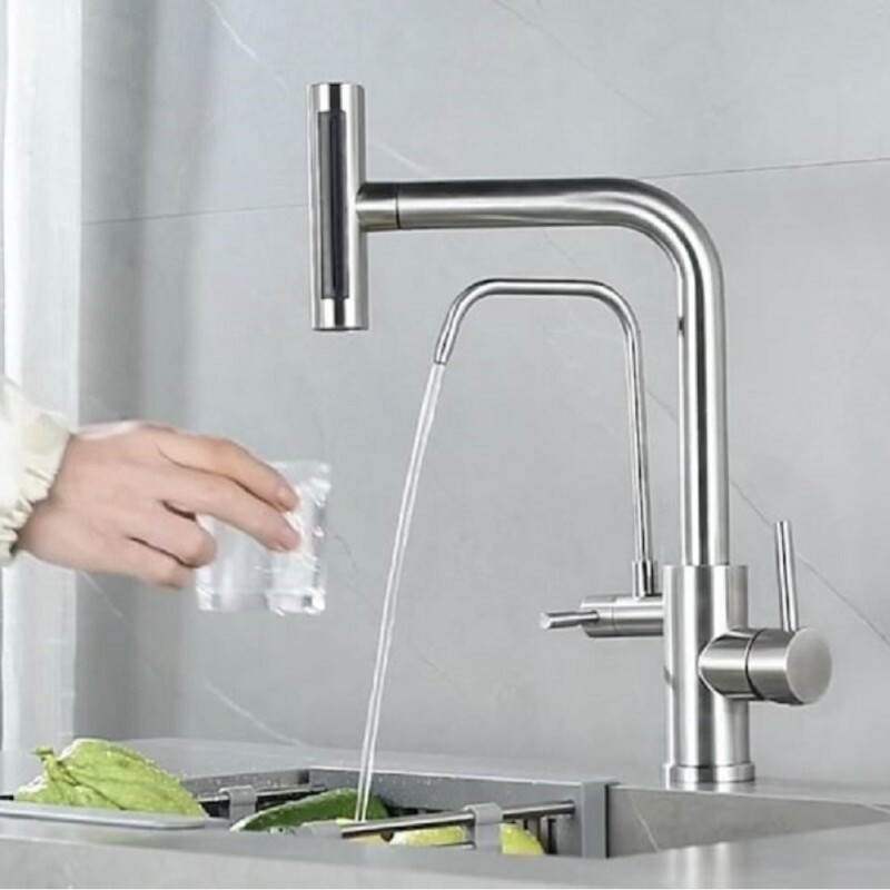 Смеситель для кухни под фильтр Zorg Steel Hammer SH 091 PVD GRAFIT с вытяжной лейкой, графит