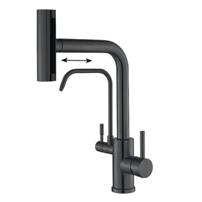 Смеситель для кухни под фильтр Zorg Steel Hammer SH 091 PVD GRAFIT с вытяжной лейкой, графит