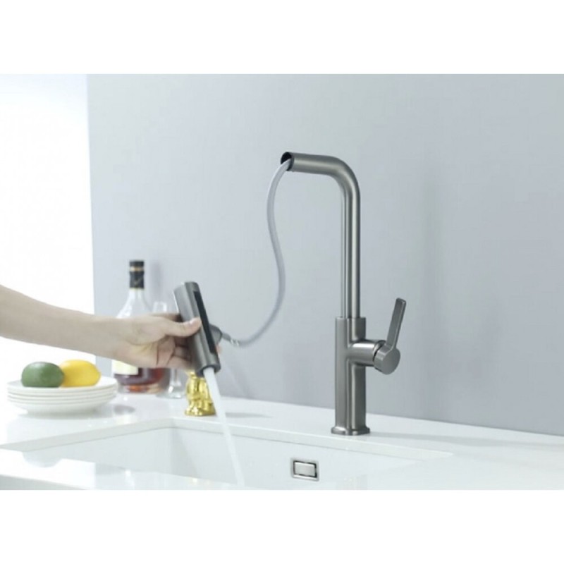 Смеситель для кухни Zorg Steel Hammer SH 092 CR с вытяжной лейкой, хром