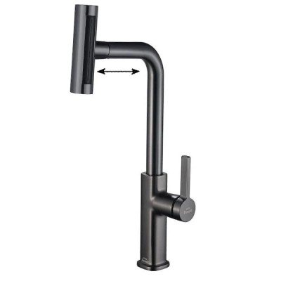 Смеситель для кухни Zorg Steel Hammer SH 092 PVD GRAFIT с вытяжной лейкой, графит