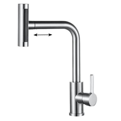 Смеситель для кухни Zorg Steel Hammer SH 093 INOX с вытяжной лейкой, матовая сталь
