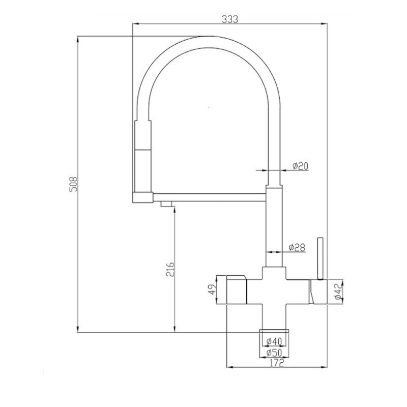 Смеситель для кухни Zorg Steel Hammer SH 2002 CR с гибким изливом, хром