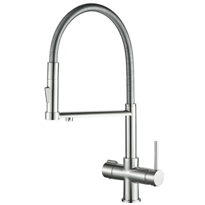 Смеситель для кухни Zorg Steel Hammer SH 2002 SATIN с гибким изливом, сатин